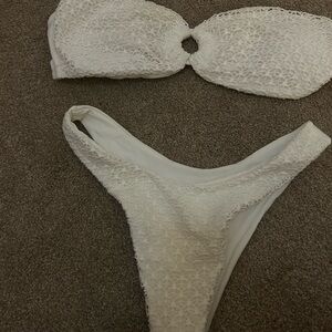 SHEIN White Textured Bikini Set